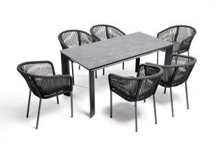 MR1001015 обеденная группа на 6 персон со стульями, каркас темно-серый, цвет темно-серый